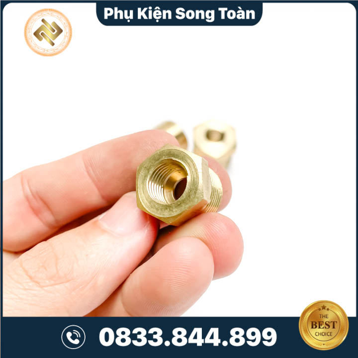 Cả Rá Ren Ngoài 3/8 Inch – Ren Trong 1/4  Inch , Lơ Ngược – Đồng Thau