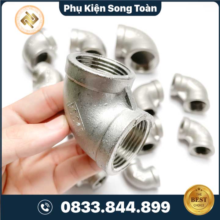 Co Ren Trong 34 – 1 Inch (DN25) Hai Đầu Cong 90 Độ | Female Equal Elbows | INOX 304